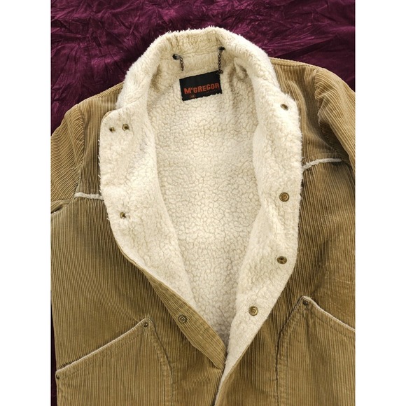 Vintage 1970s McGregor Tan Corduroy Sherpa Lined Western Marlboro Jacket 46 - Picture 3 of 10